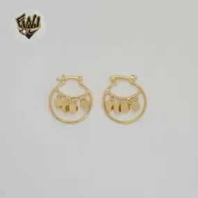 (1-2603-3) Gold Laminate - Heart Charm Hoops - BGF