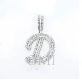 10K GOLD BAGUETTE AND ROUND DIAMOND INITIAL D PENDANT 0.50 CT