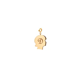 14k girl silhouette initial charm on spring ring