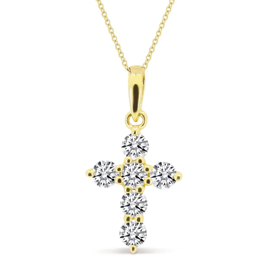 14K Gold Diamond Cross Pendant