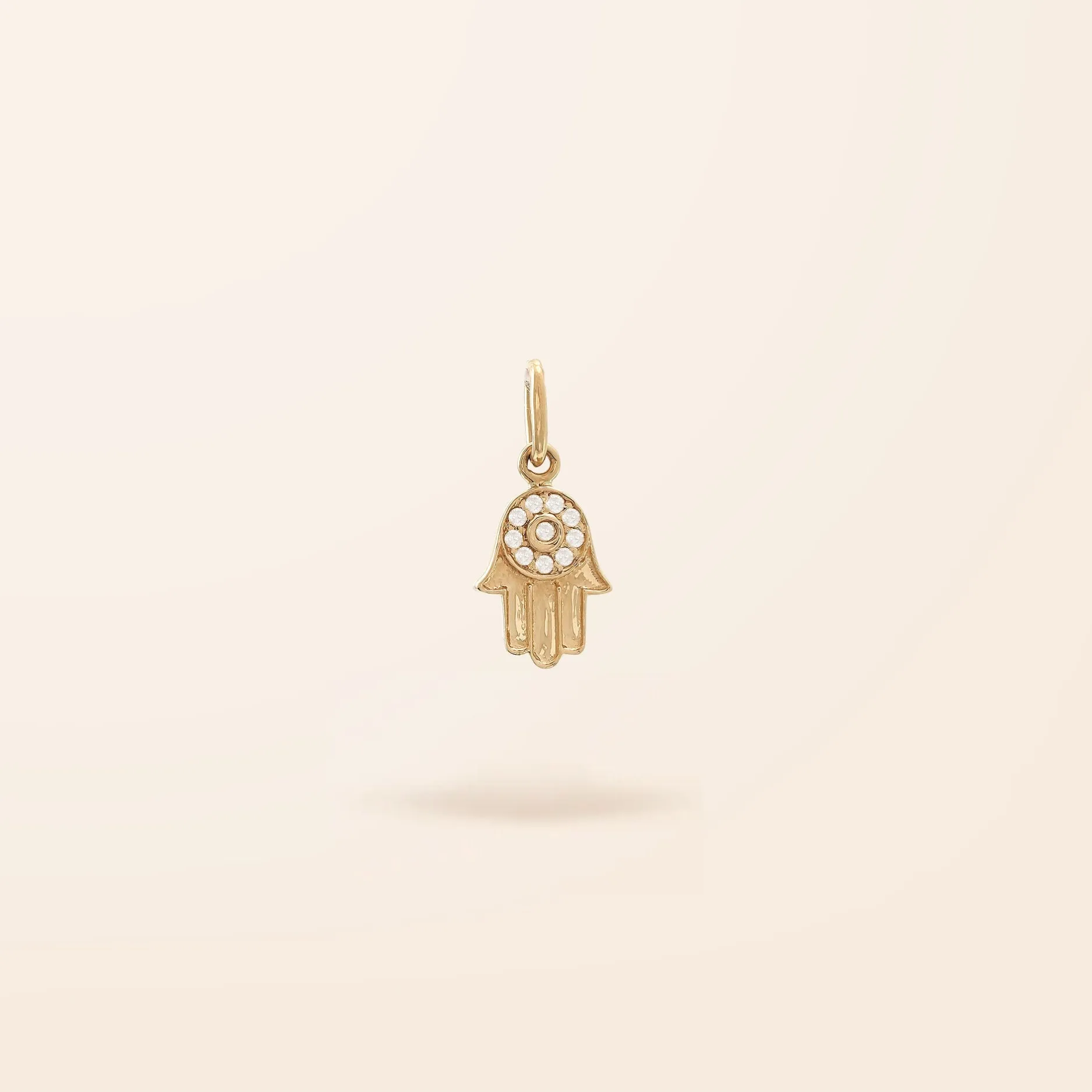 14K Gold Mini Diamond Hamsa Charm