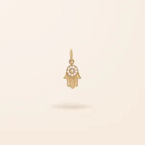 14K Gold Mini Diamond Hamsa Charm