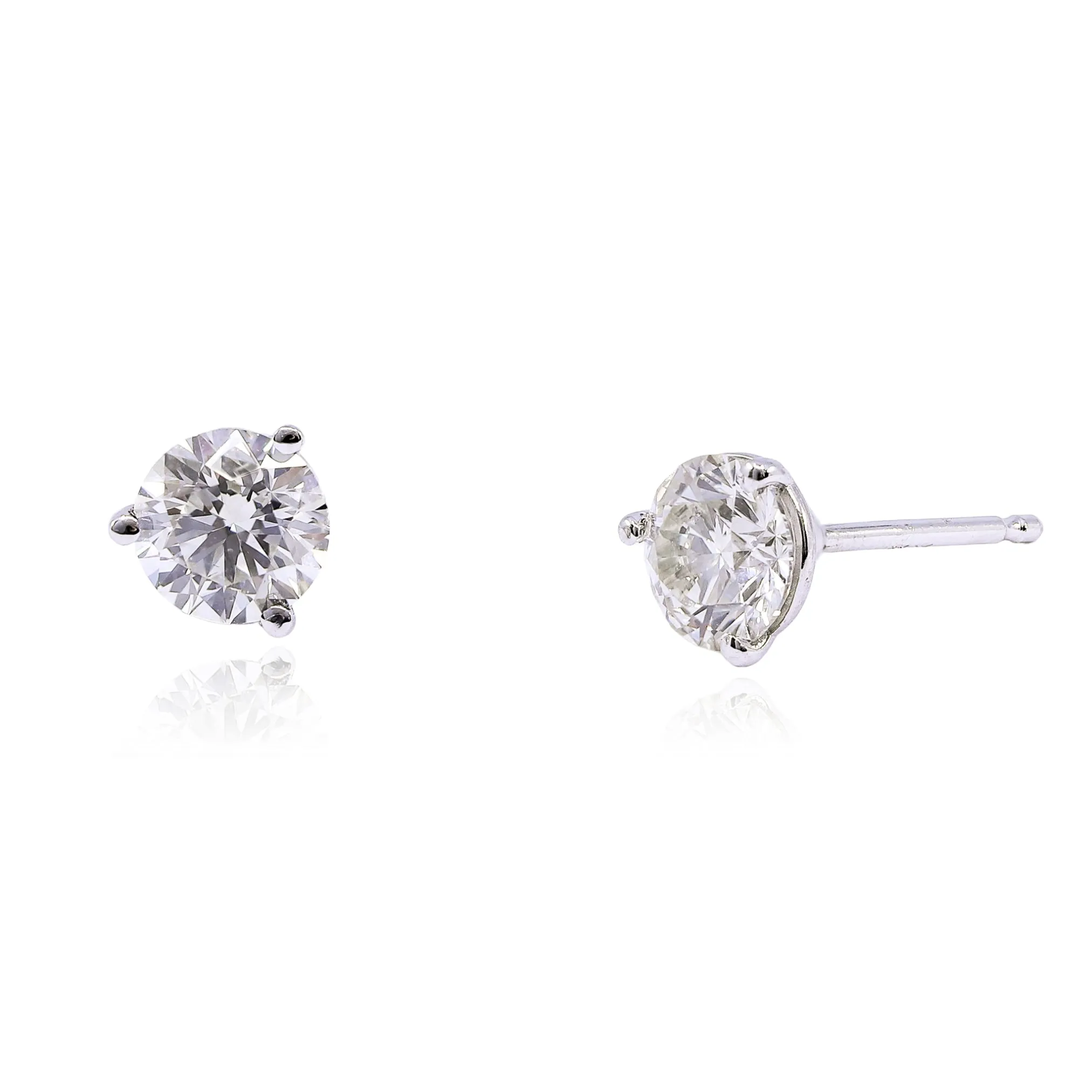 14K WHITE GOLD DIAMOND STUD EARRINGS - 1.00CTW