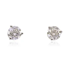 14K WHITE GOLD DIAMOND STUD EARRINGS - 1.00CTW