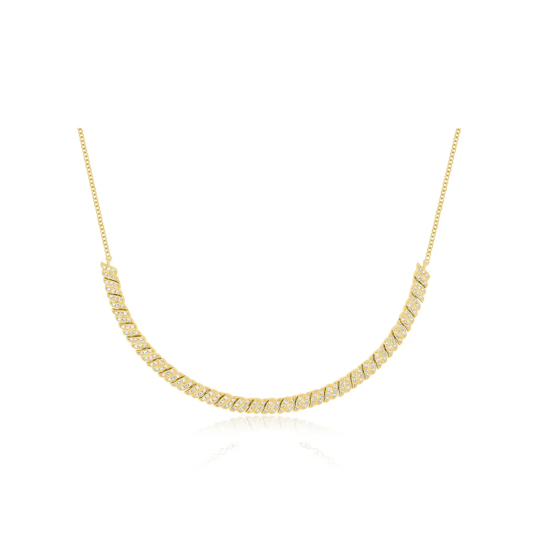 14K Yellow Gold Diamond Twist Segment Necklace, 18 Inch