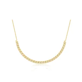 14K Yellow Gold Diamond Twist Segment Necklace, 18 Inch