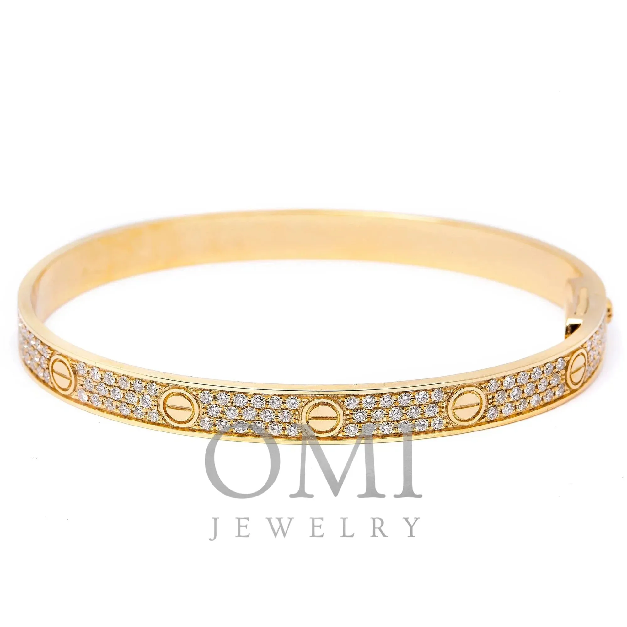 18K GOLD DIAMOND CUSTOM BANGLE BRACELET 3.05 CT