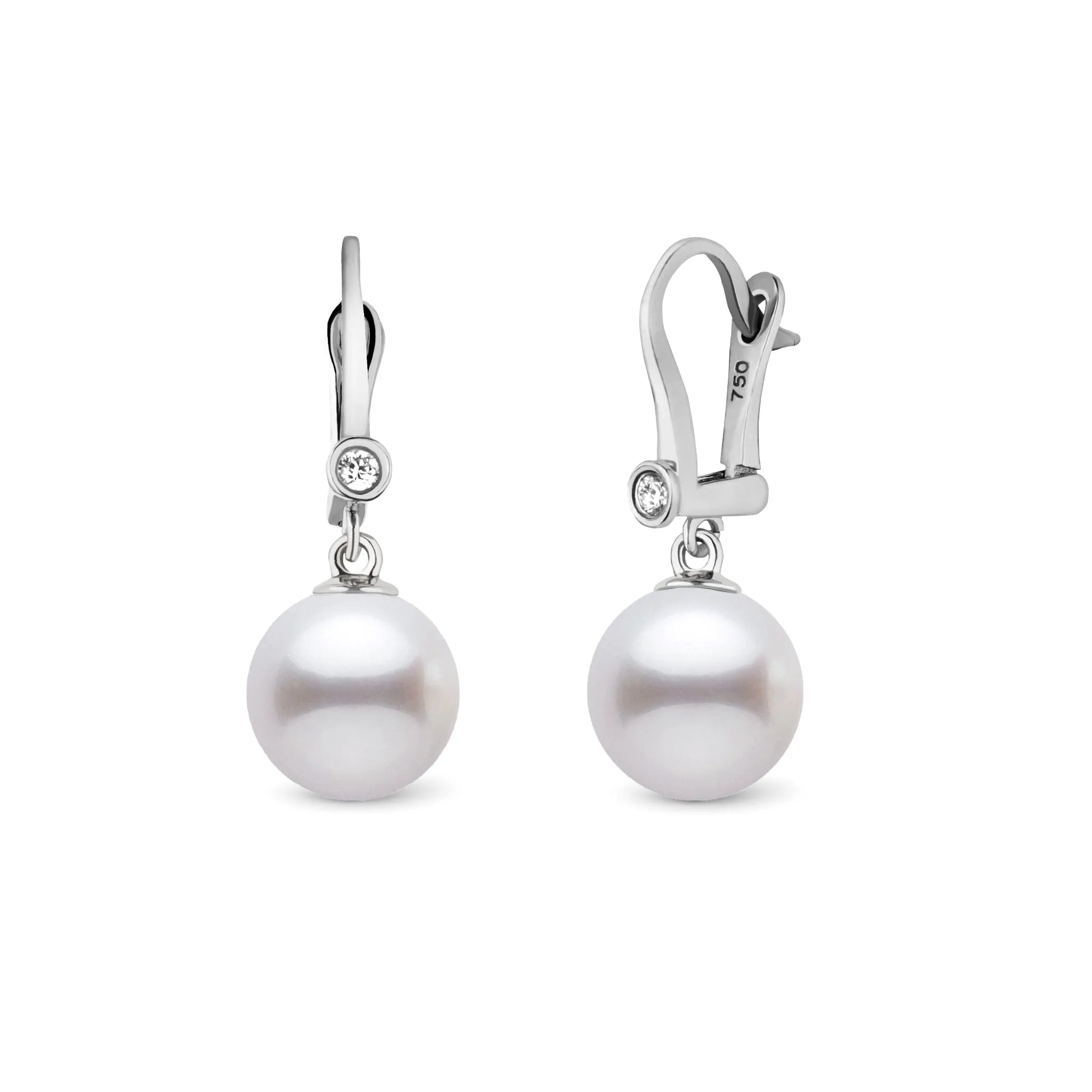 18K Romantic Collection 9.0-10.0 mm Freshadama Pearl and Diamond Earrings