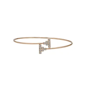 18K Rose Gold & 0.12 Carat Diamond Bangle (3.7gm)