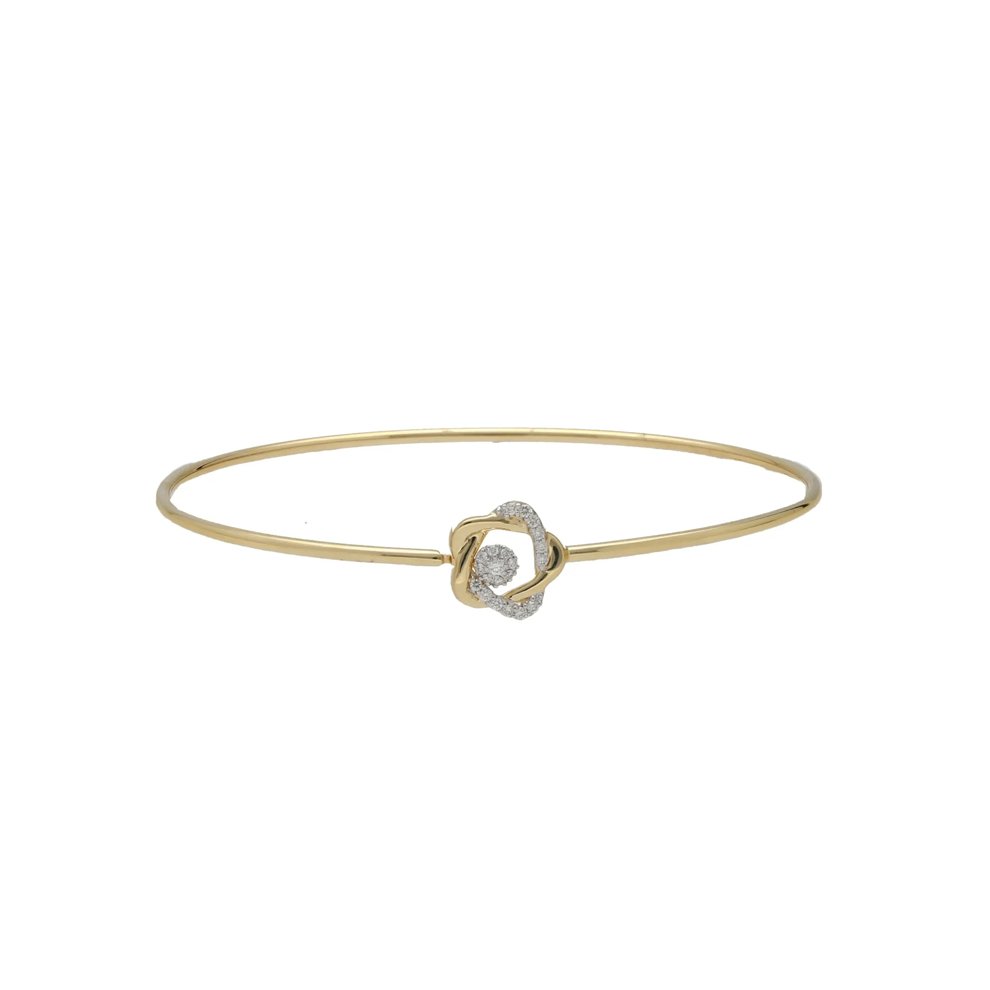 18K Yellow Gold & 0.11 Carat Diamond Bangle (3.6gm)