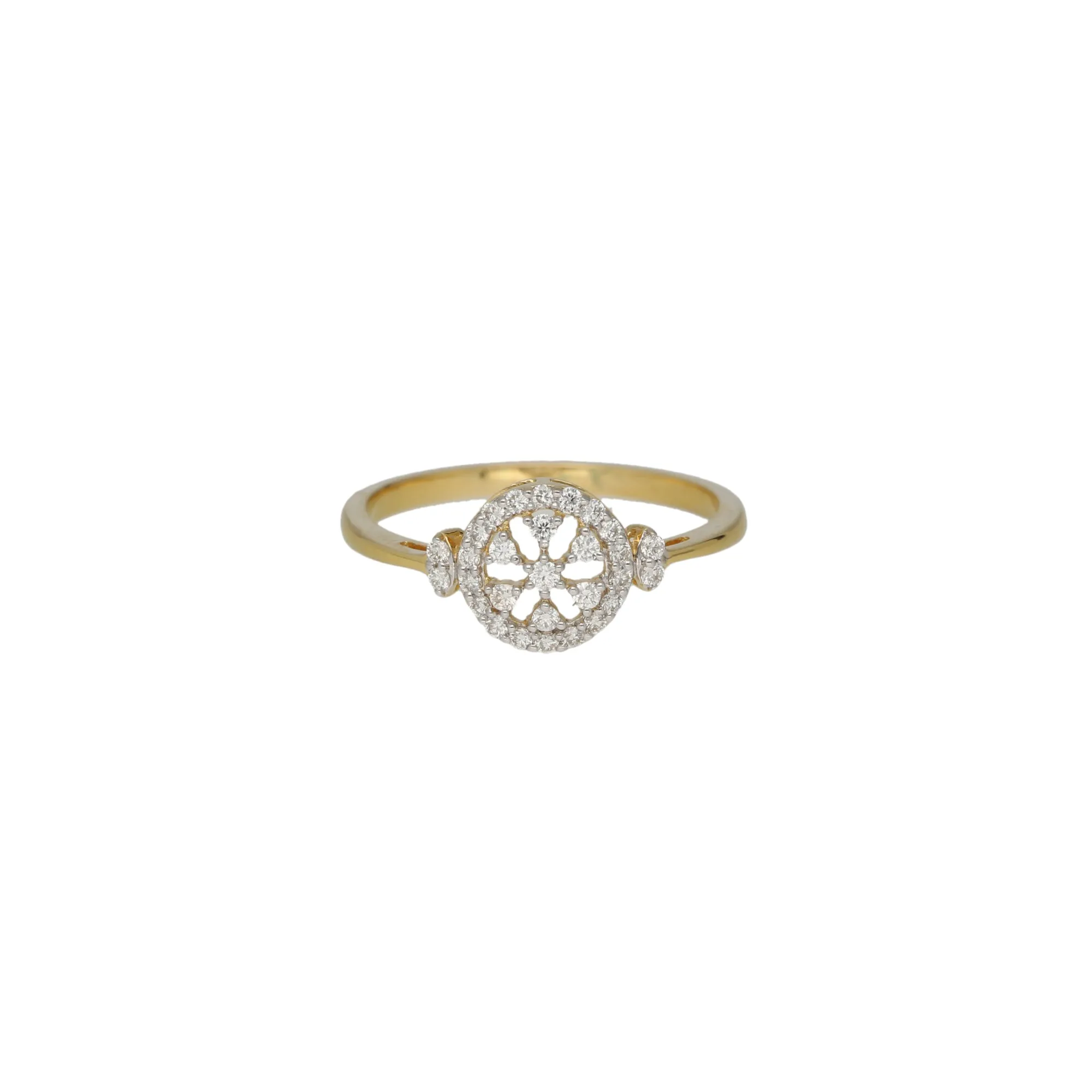 18K Yellow Gold & 0.12 Carat Diamond Ring (2.2gm)