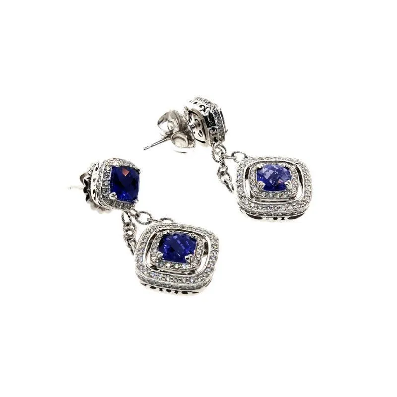 18KT W/G Iolite and Diamond Earrings