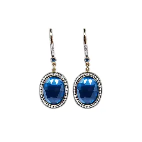 18KT Y/G Blue Topaz Earrings by Jenny Perl