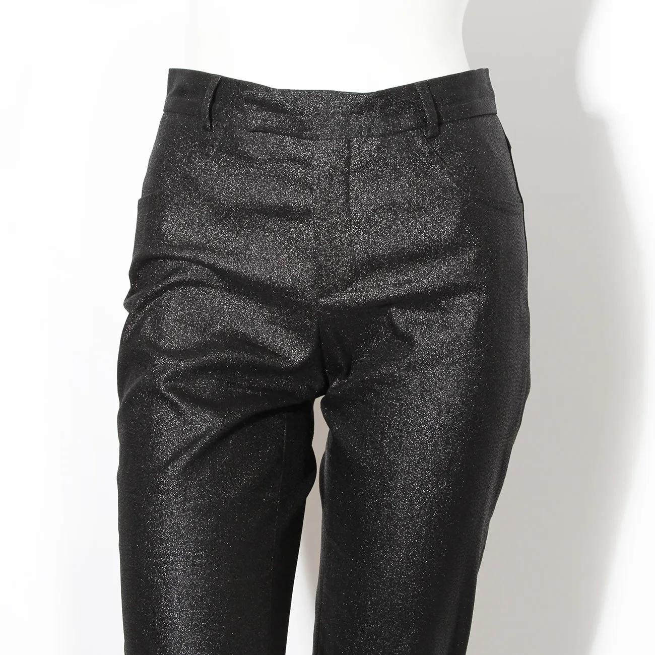 1997 Black Metallic Slit Hem Pants