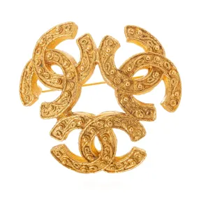 2004 Gold-Plated Triple Interlocking CC Brooch