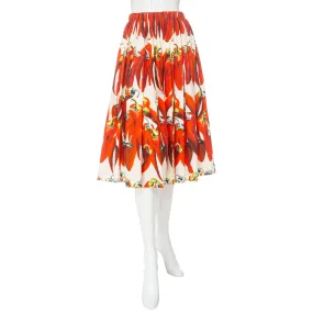 2012 Chili Pepper Print Cotton A-Line Skirt