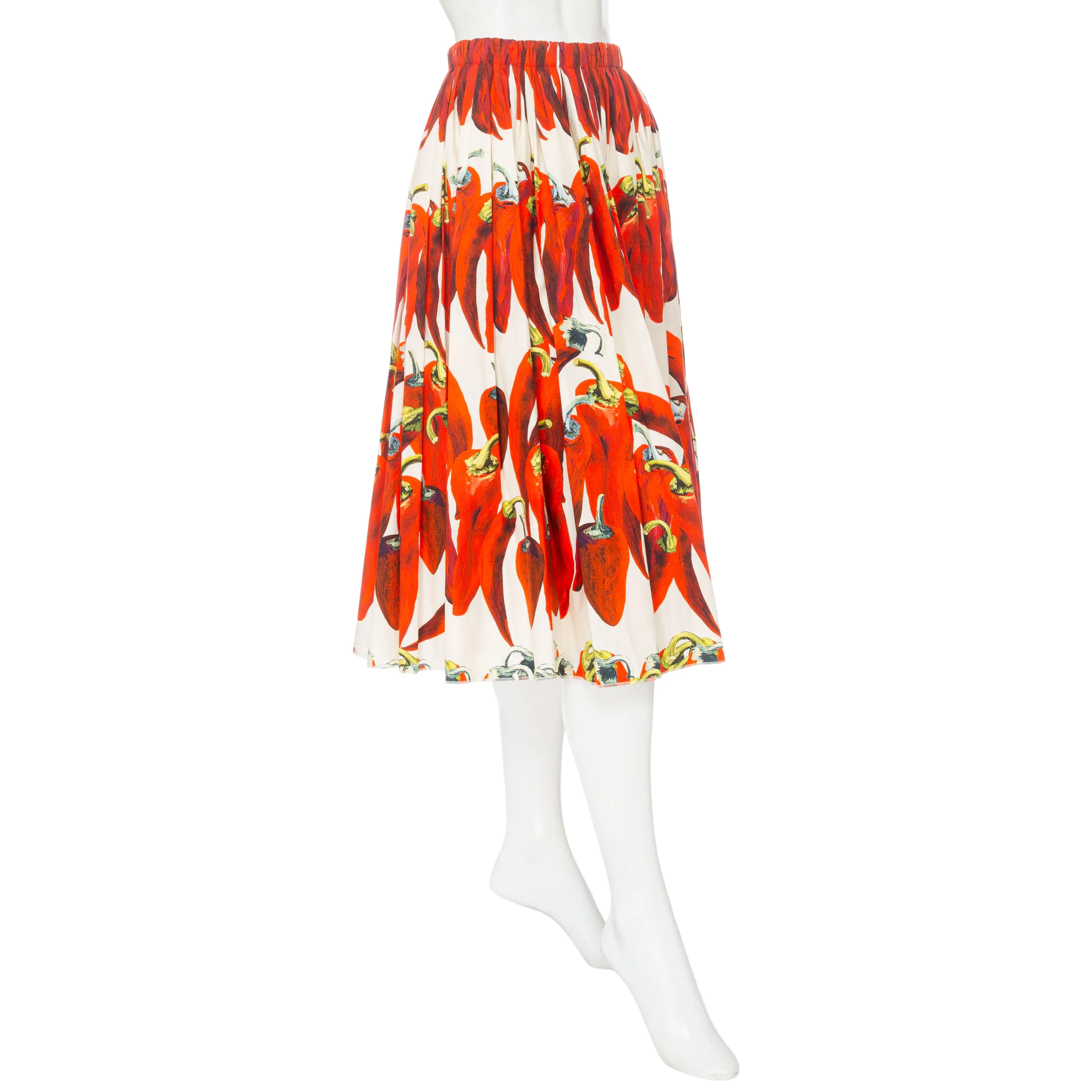 2012 Chili Pepper Print Cotton A-Line Skirt