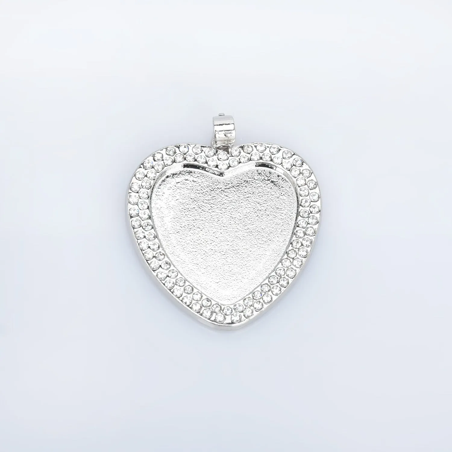 25mm Zinc Alloy Double Rhinestone Heart pendant setting Tray Blanks Cameo Base Setting Bezel Pendant 5pcs 102769