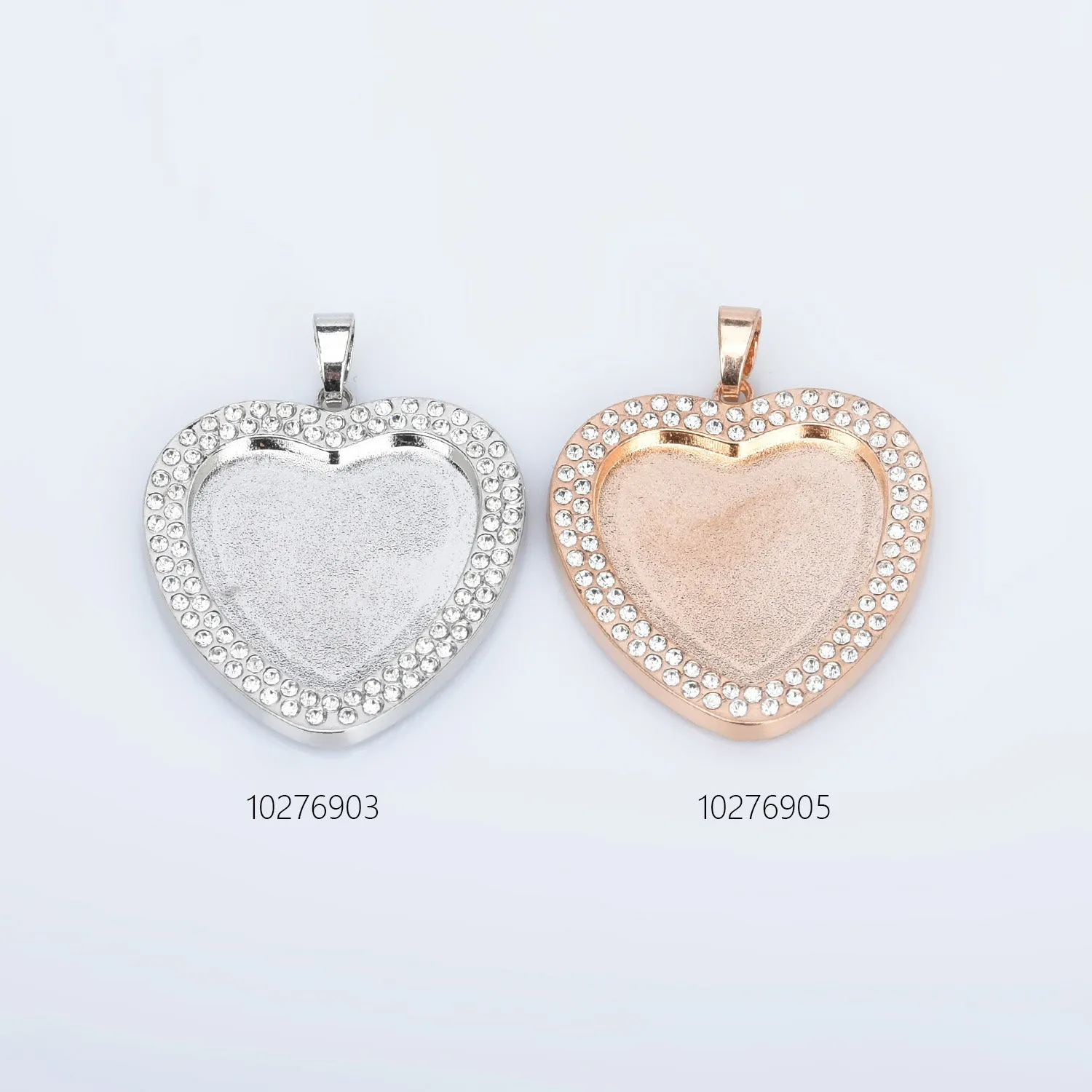 25mm Zinc Alloy Double Rhinestone Heart pendant setting Tray Blanks Cameo Base Setting Bezel Pendant 5pcs 102769