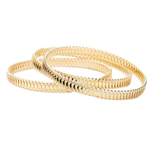 3pcs Abstract Bangle Bracelets Ribbed Metal Layered Bracelet