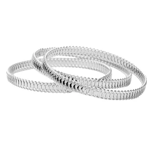 3pcs Abstract Bangle Bracelets Ribbed Metal Layered Bracelet