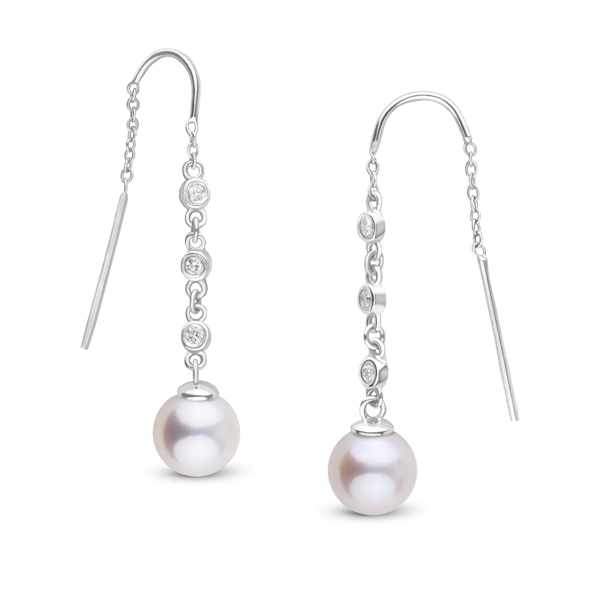 7.5-8.0 mm Freshadama Pearl and Diamond Threader Earrings