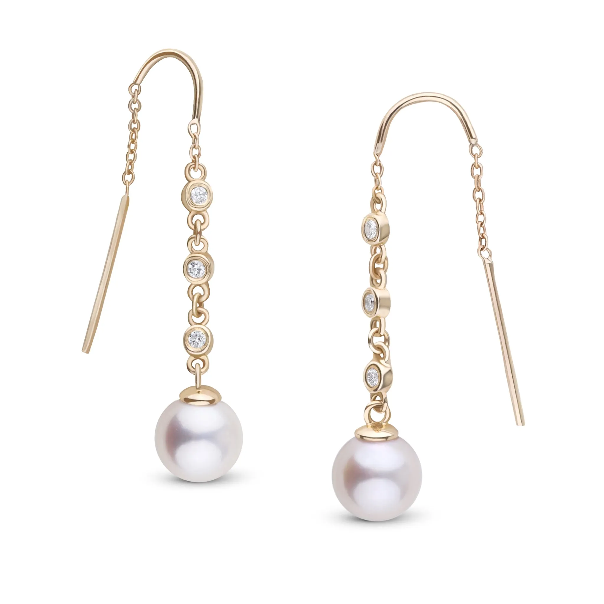 7.5-8.0 mm Freshadama Pearl and Diamond Threader Earrings