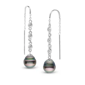 8.0-9.0 mm Tahitian Baroque Pearl and Diamond Threader Earrings