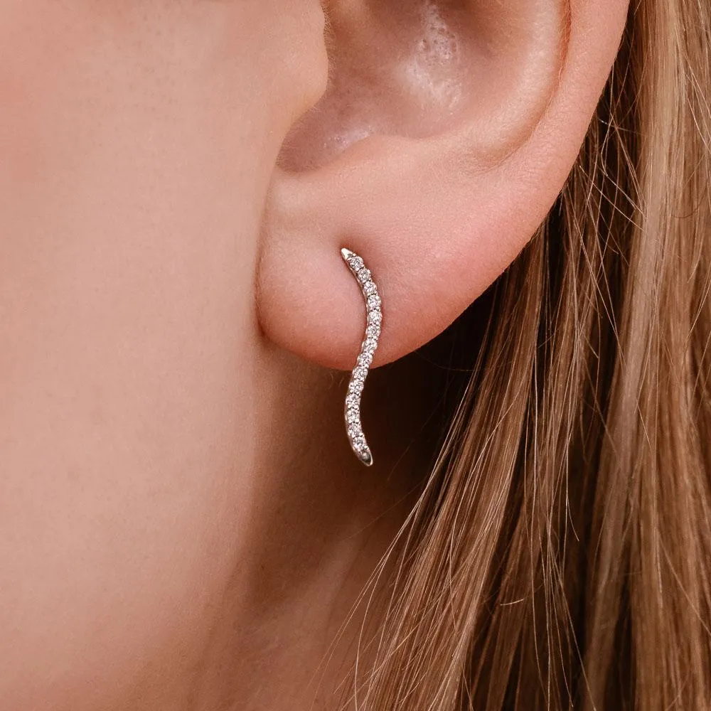 Accented Wavy Climber Earrings - SE021