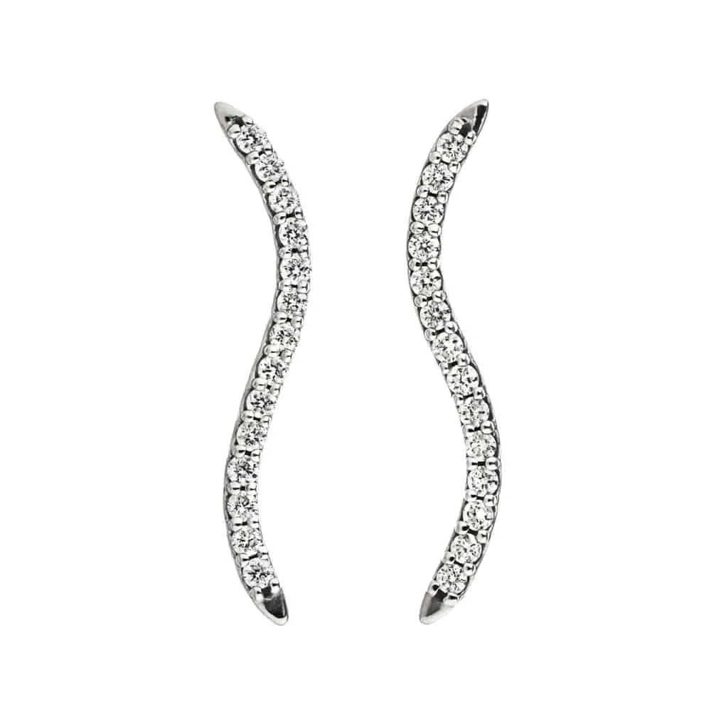 Accented Wavy Climber Earrings - SE021