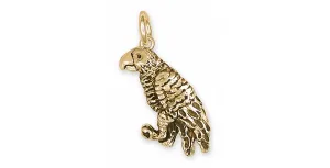 African Grey Charm Jewelry 14k Gold Handmade Parrot Charm AFG1X-CG