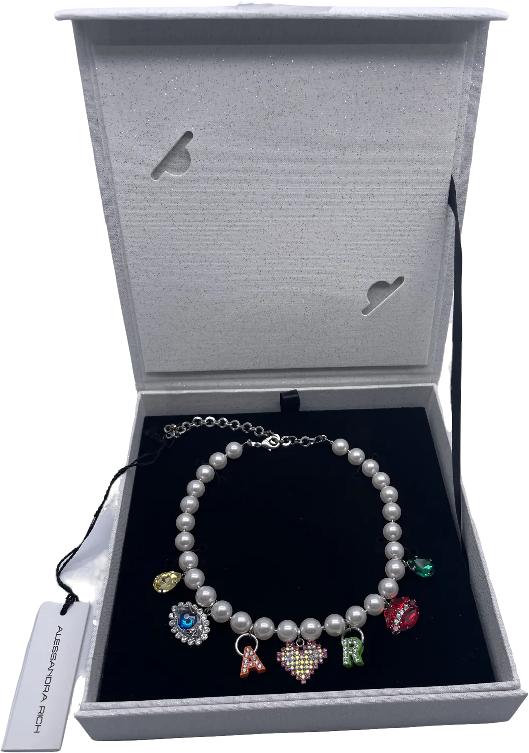 Alessandra Rich Multicoloured Faux Pearl Necklace W/ Charms