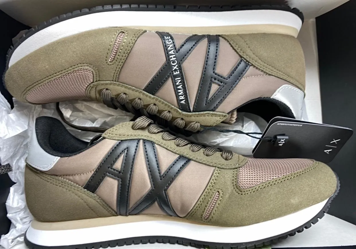 Armani Exchange Trainers in Brown, Beige and Green UK 6