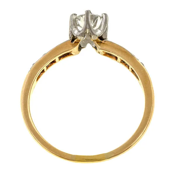 Art Deco Engagement Ring, Transition Round Brilliant 0.56ct.