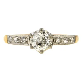 Art Deco Engagement Ring, Transition Round Brilliant 0.56ct.