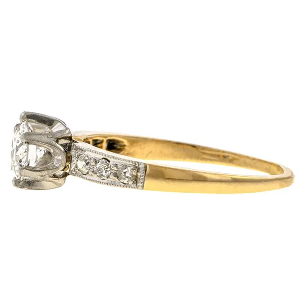 Art Deco Engagement Ring, Transition Round Brilliant 0.56ct.