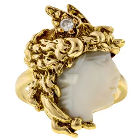 Art Nouveau Mercury / Hermes Cameo & Diamond Ring