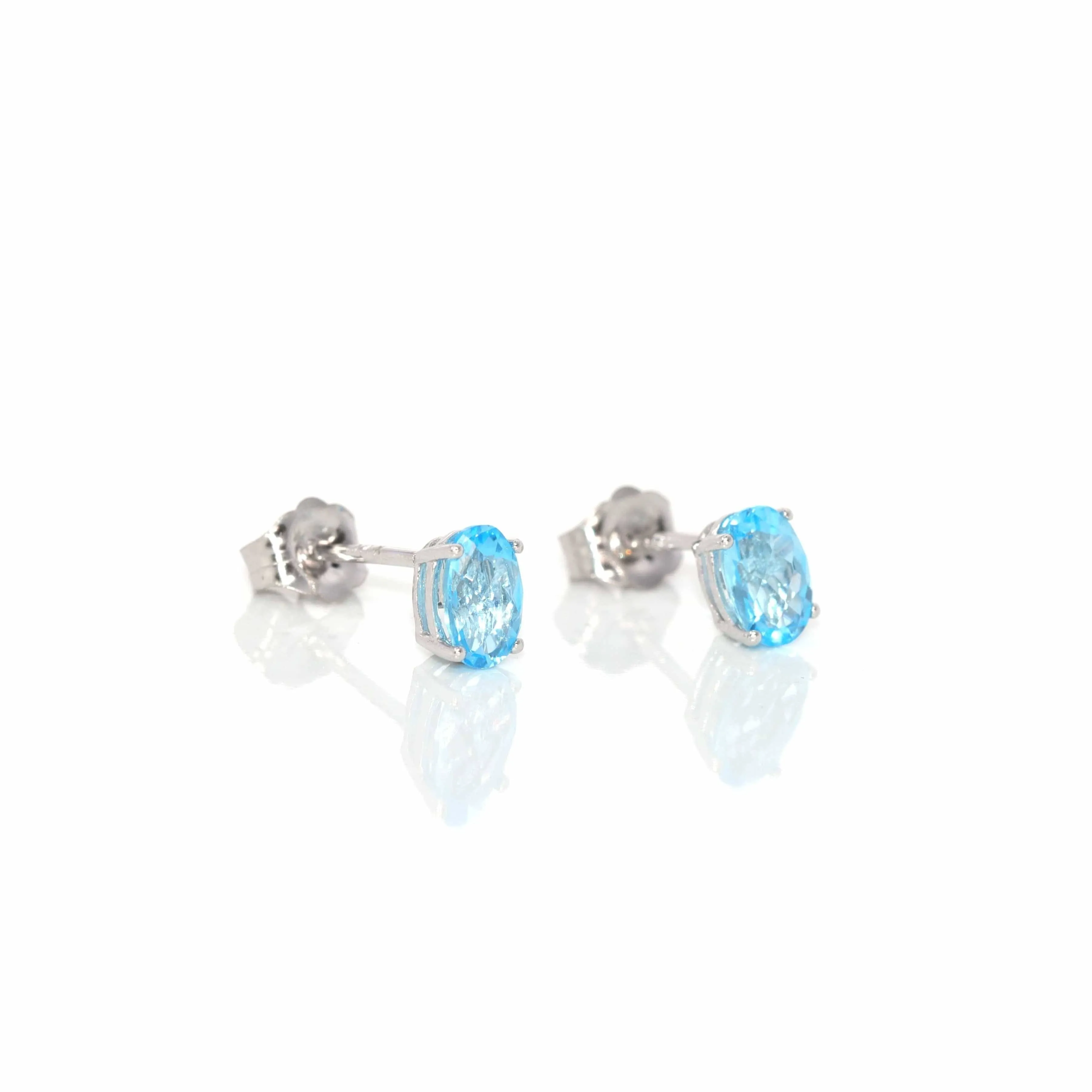 Baikalla 14k Classic White Gold 1 CTTW Natural Blue Topaz Earrings