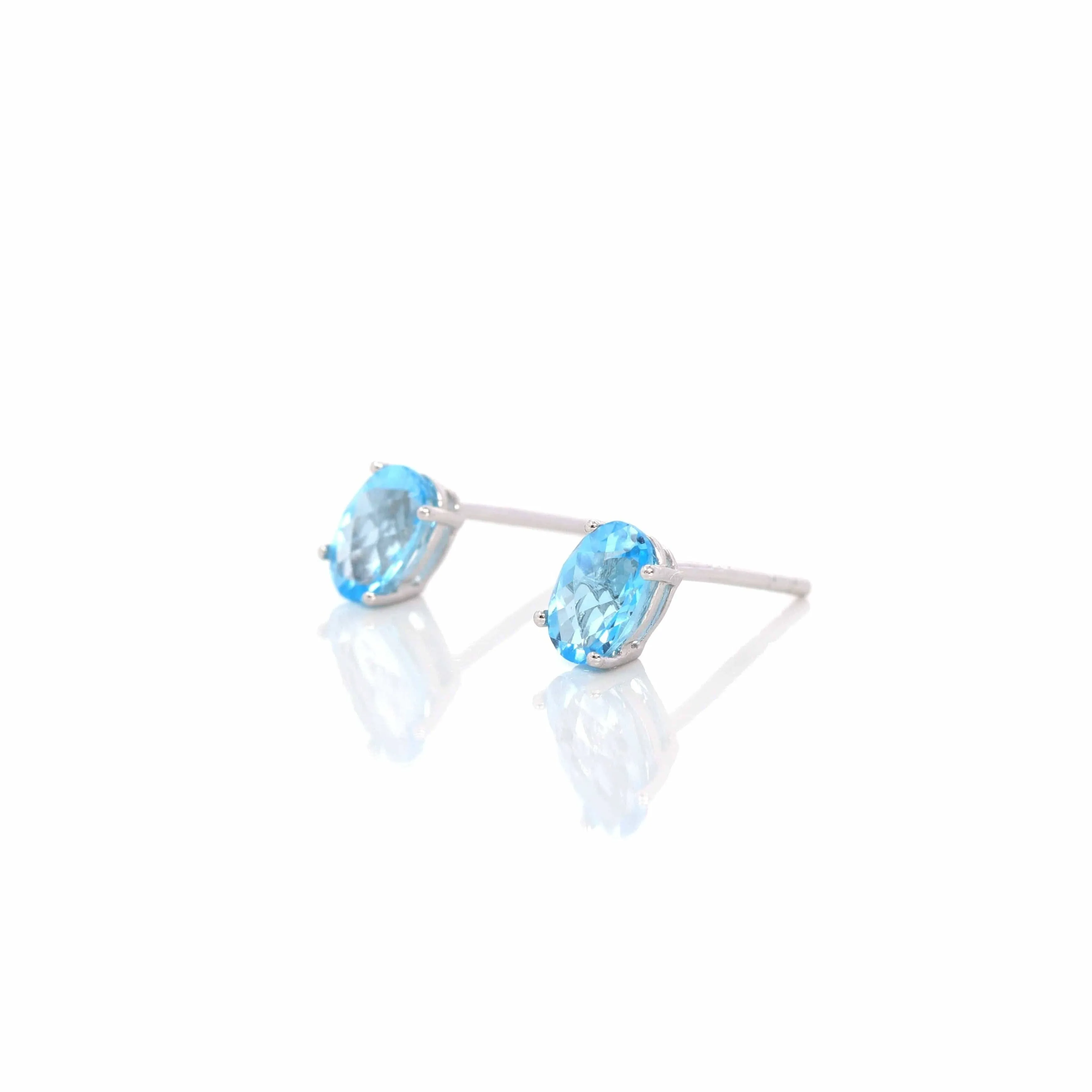 Baikalla 14k Classic White Gold 1 CTTW Natural Blue Topaz Earrings