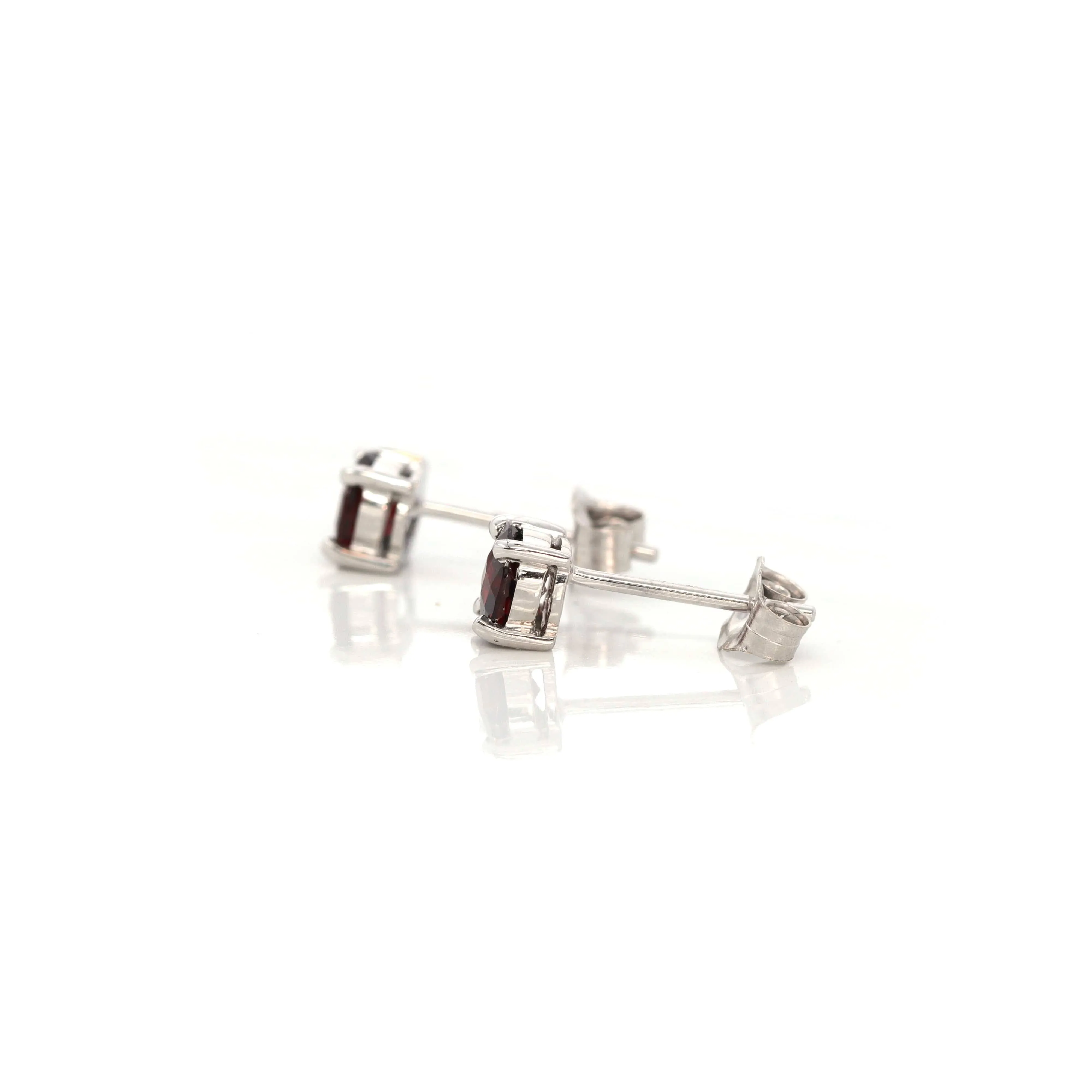 Baikalla 14k Classic White Gold Natural 1cttw Garnet Stud Earrings