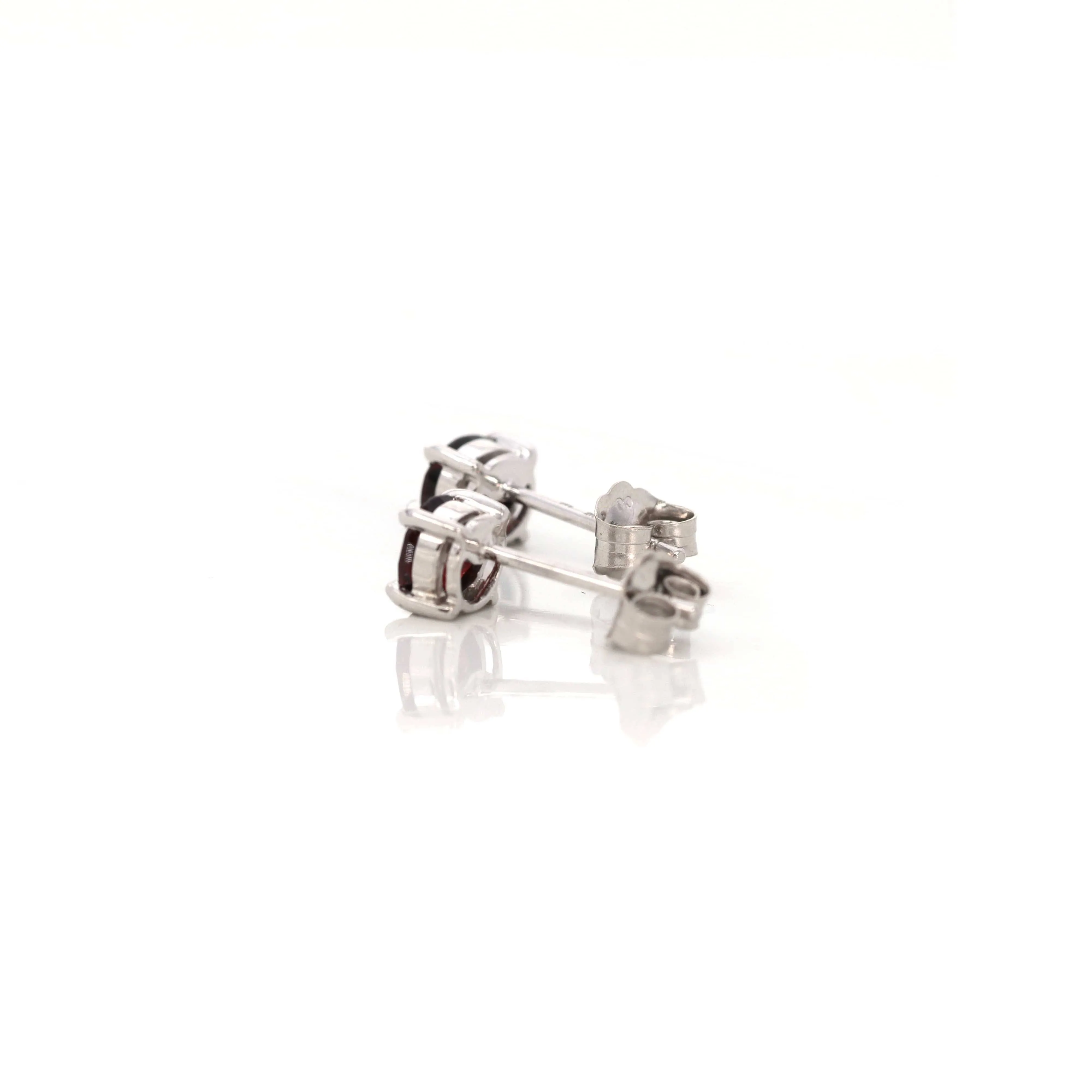 Baikalla 14k Classic White Gold Natural 1cttw Garnet Stud Earrings