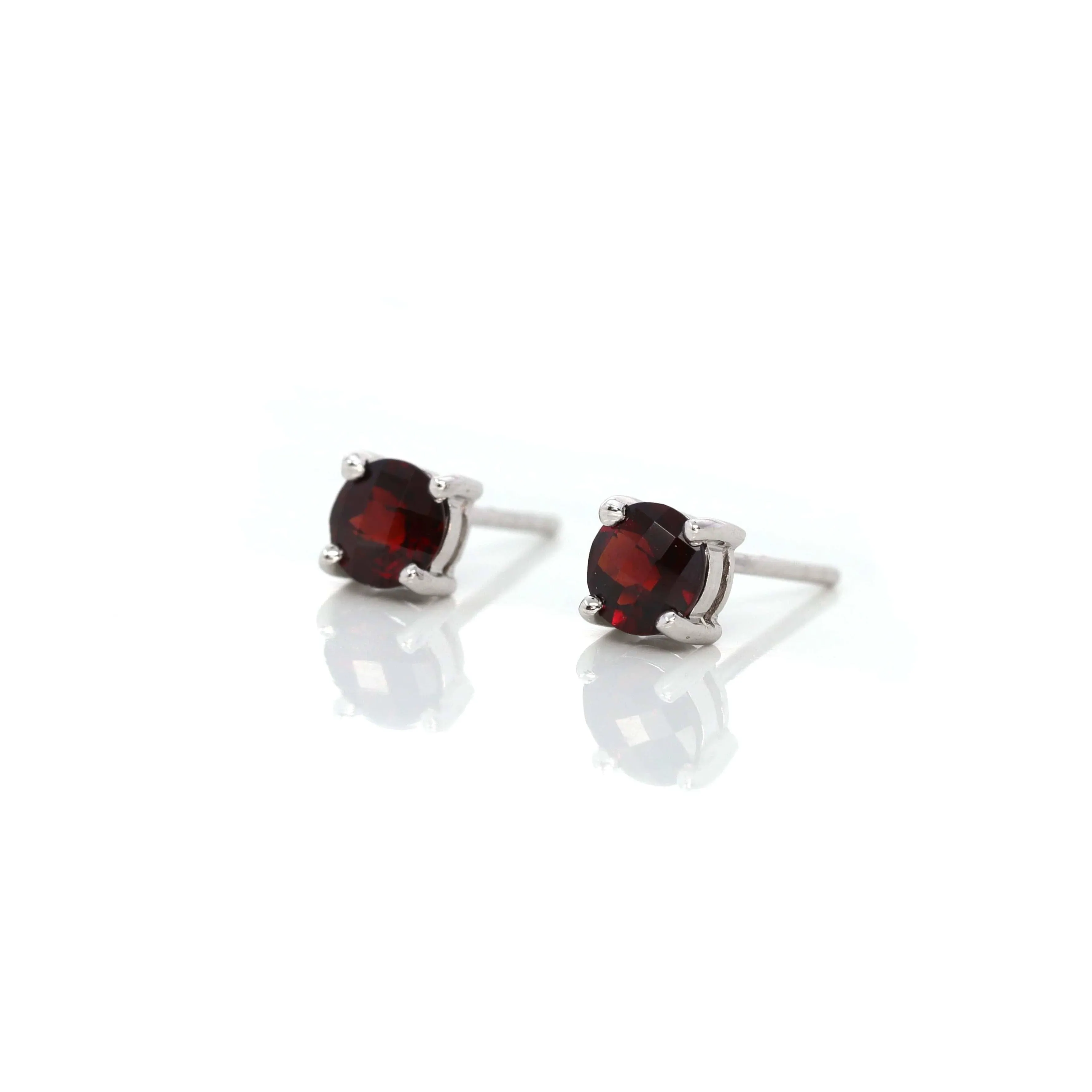 Baikalla 14k Classic White Gold Natural 1cttw Garnet Stud Earrings