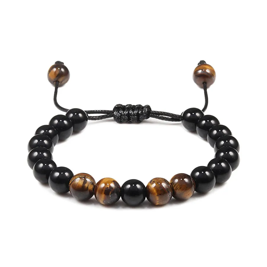 Beaded Bracelet Set Natural Onyx & Tiger's Eye Men's Accessories