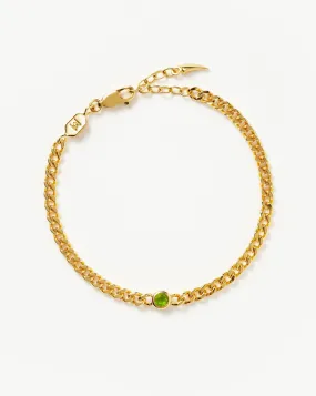 Birthstone Chain Bracelet - August | 18ct Gold Plated Vermeil/Peridot