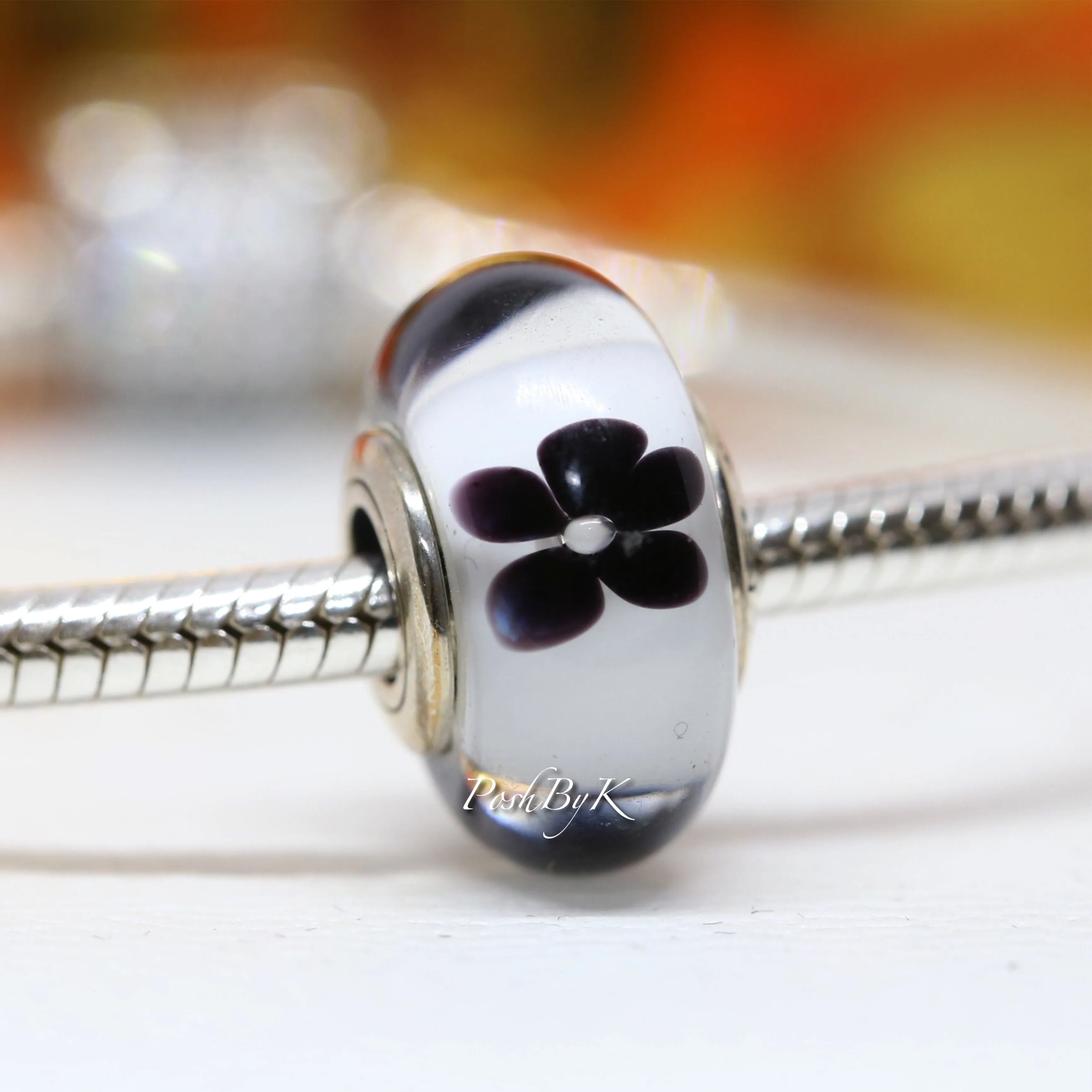 Black Blossom Murano Glass Charm 791605