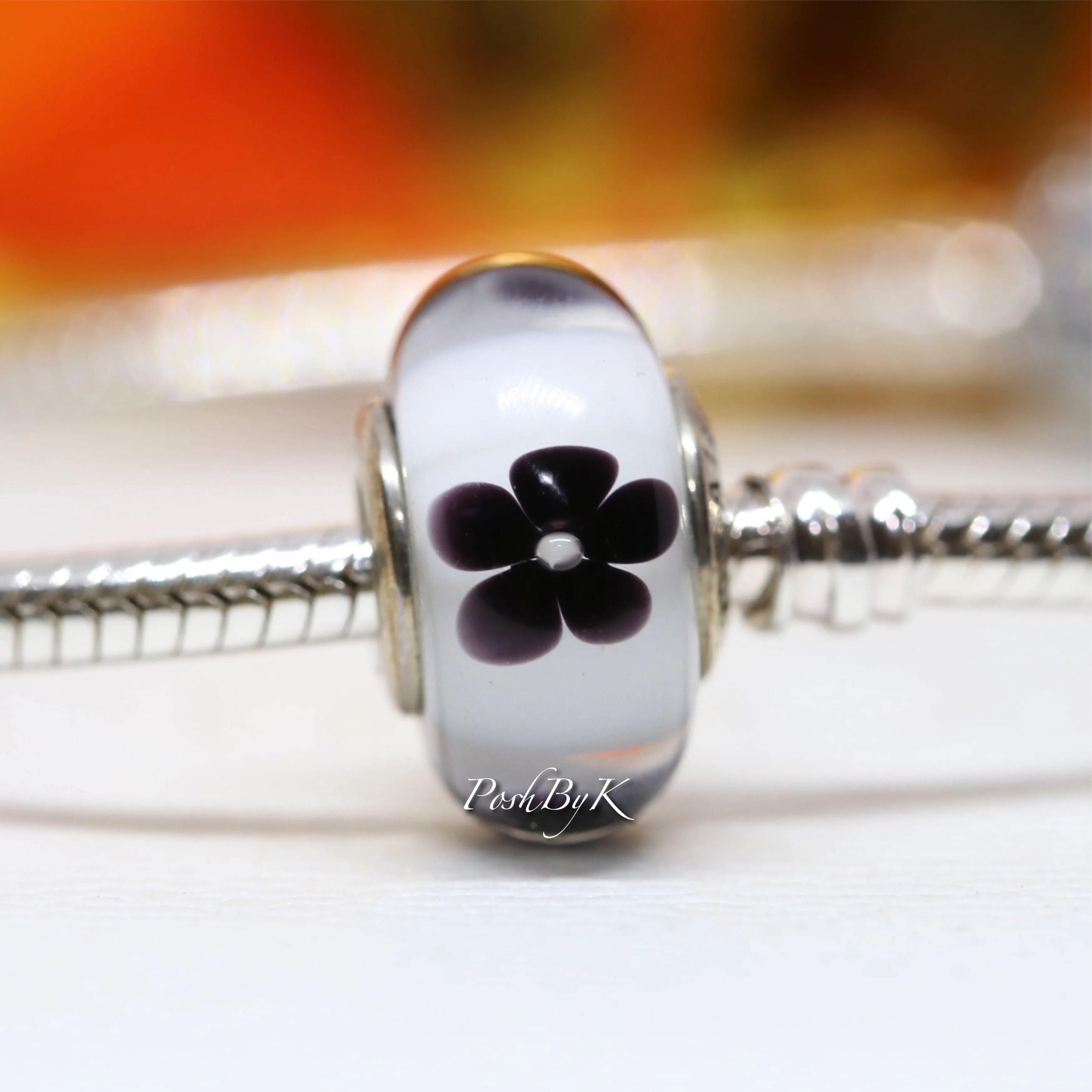 Black Blossom Murano Glass Charm 791605