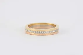 Cartier 18k Tri-Tone Gold Vendôme Louis Diamond Wedding Band Size 50 (3.95g.)