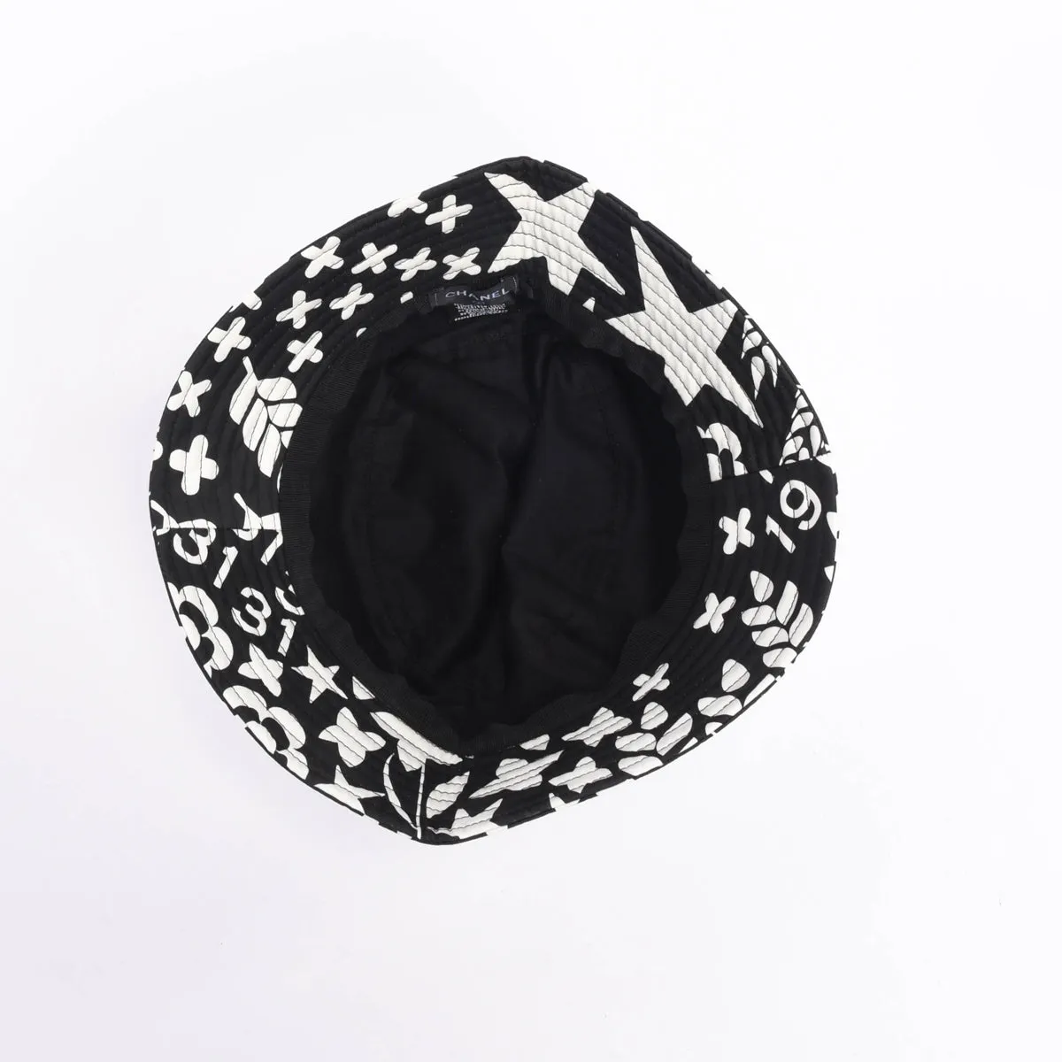 Chanel Black & White Printed Cotton Bucket Hat