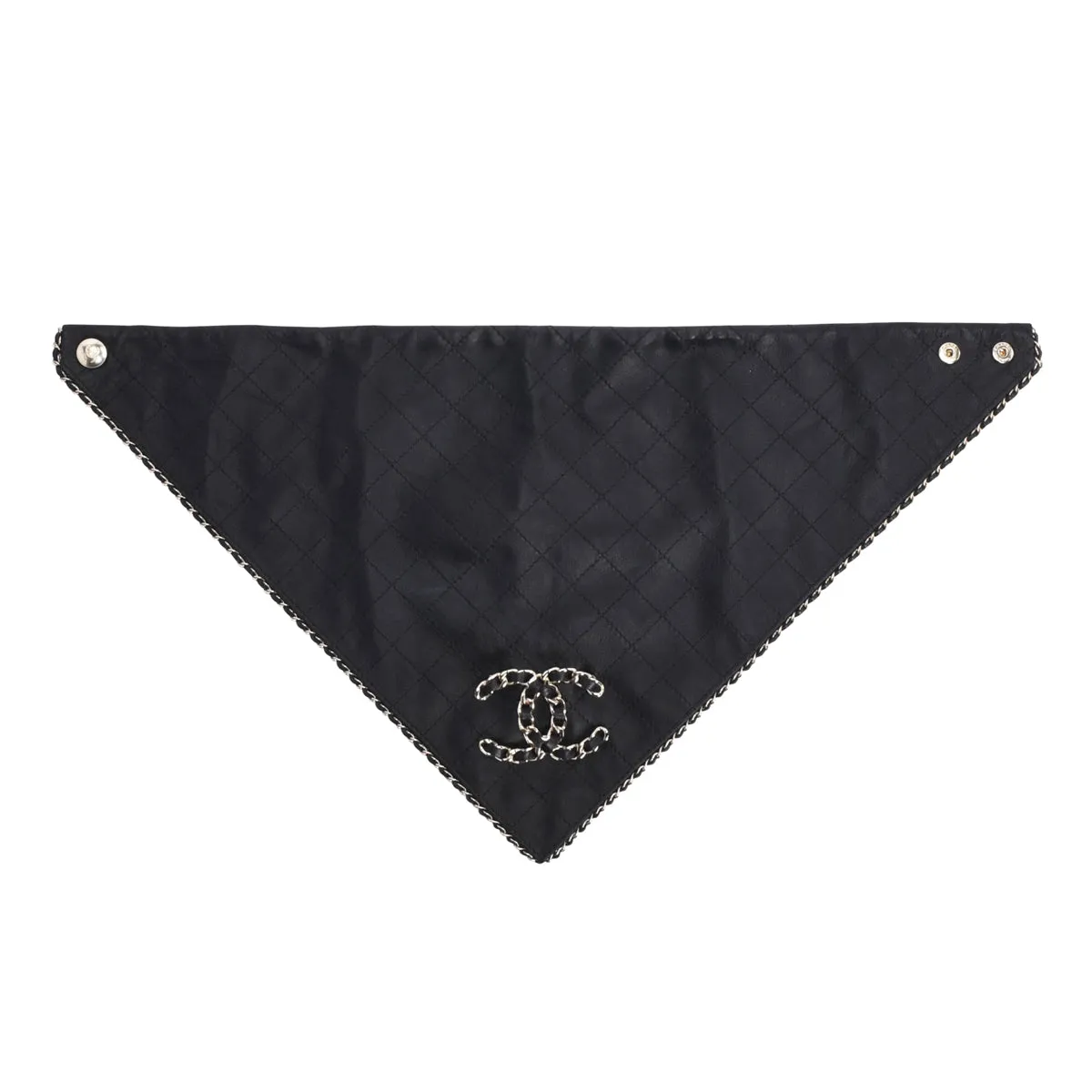 Chanel Black Quilted Lambskin CC Brooch Bandana Scarf