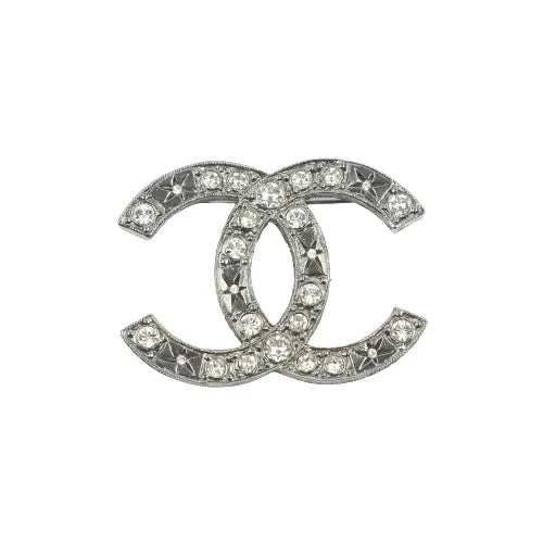 Chanel CC Silver Tone Stars & Crystal Brooch - NWT